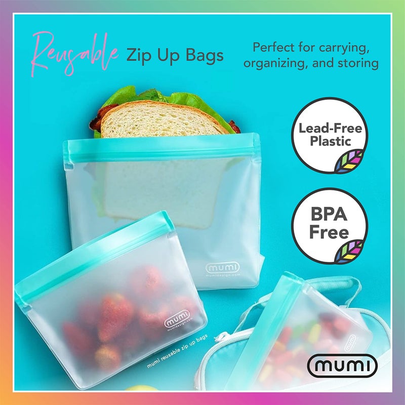 MUMI Piccolo Reusable Zip Up Bags â€“ Set of 3 Silicone Resealable bag | Reusable Bags for Food Storage, Freezer, & Snacks | BPA-Free Airtight Silicone Storage Bag for Travel & Meal Prep - Purple - Image 2